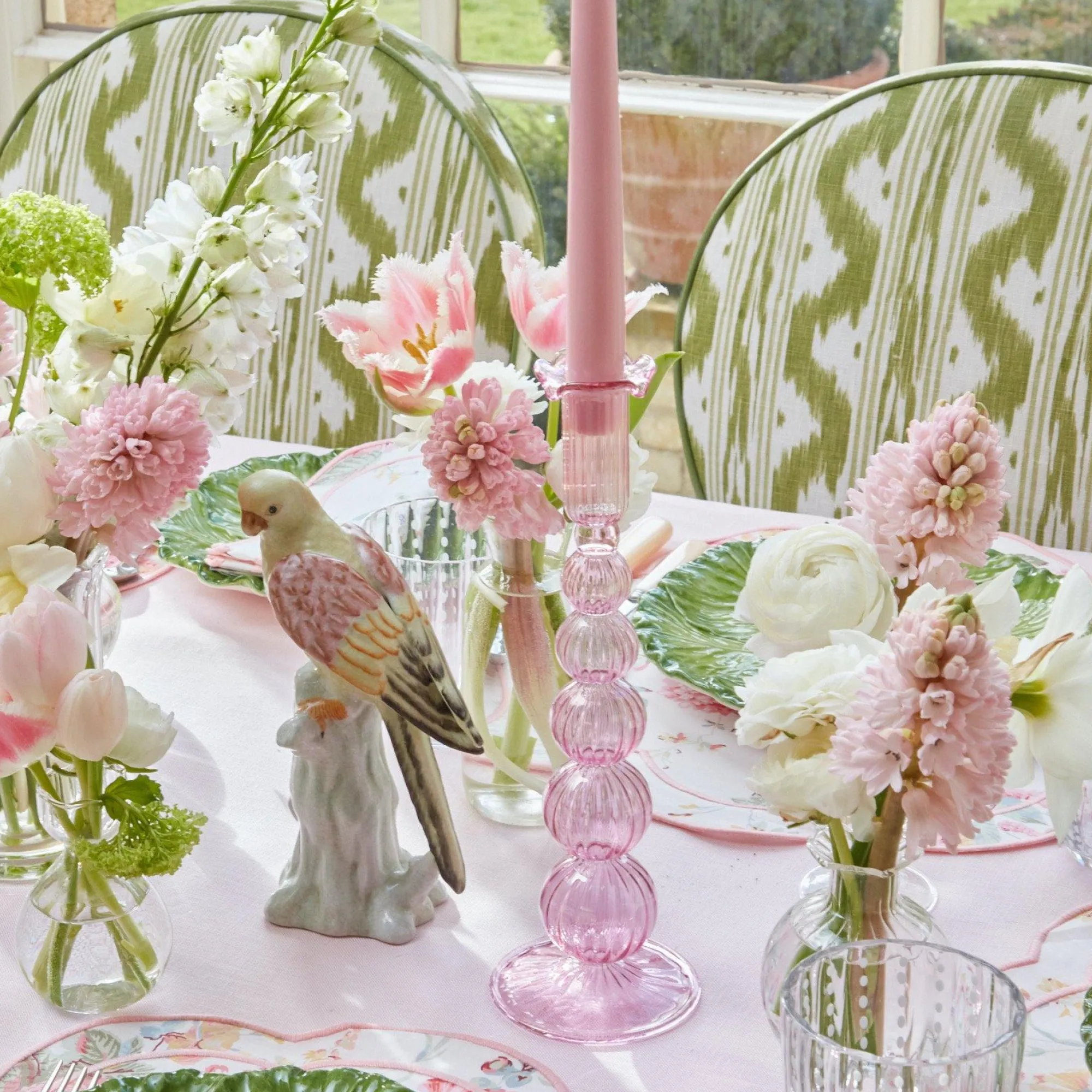 Marguerite Pink Candle Holders (Pair)|Mrs. Alice New