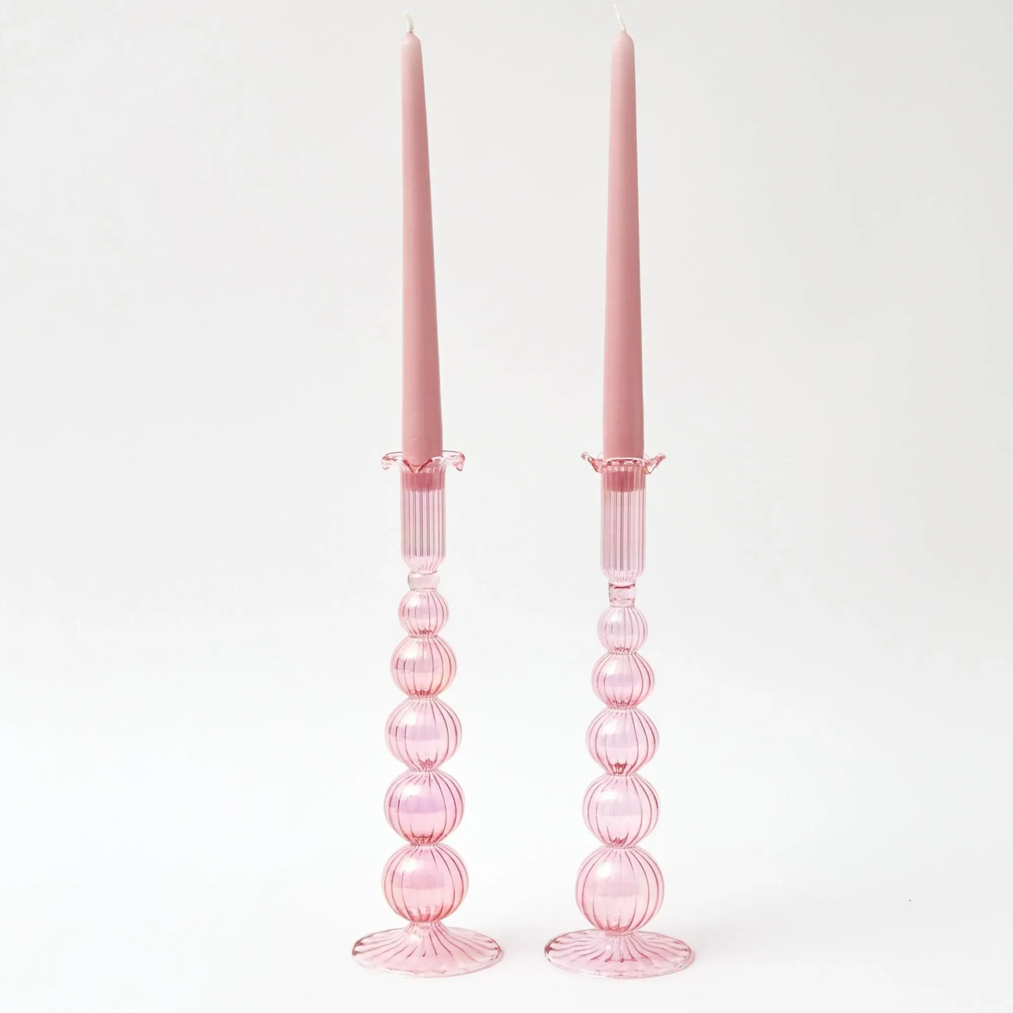 Marguerite Pink Candle Holders (Pair)|Mrs. Alice New