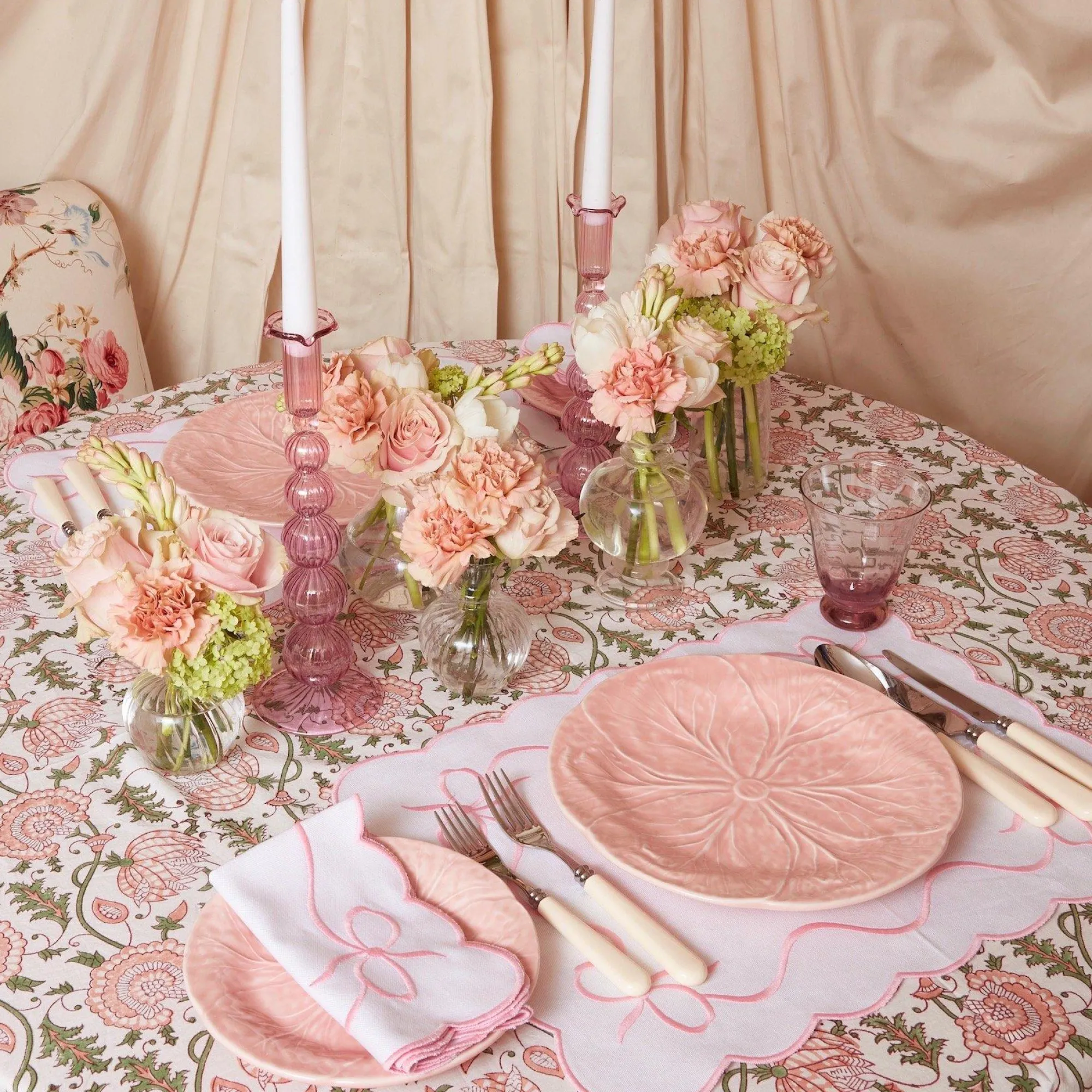 Marguerite Pink Candle Holders (Pair)|Mrs. Alice New