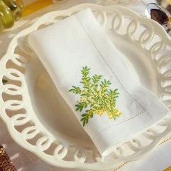 Mimosa White Linen Napkins (Set Of 4)|Mrs. Alice Hot