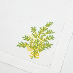 Mimosa White Linen Placemats & Napkins (Set Of 4)|Mrs. Alice