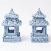 Mini Blue Rattan Pagoda Lanterns (Pair)|Mrs. Alice