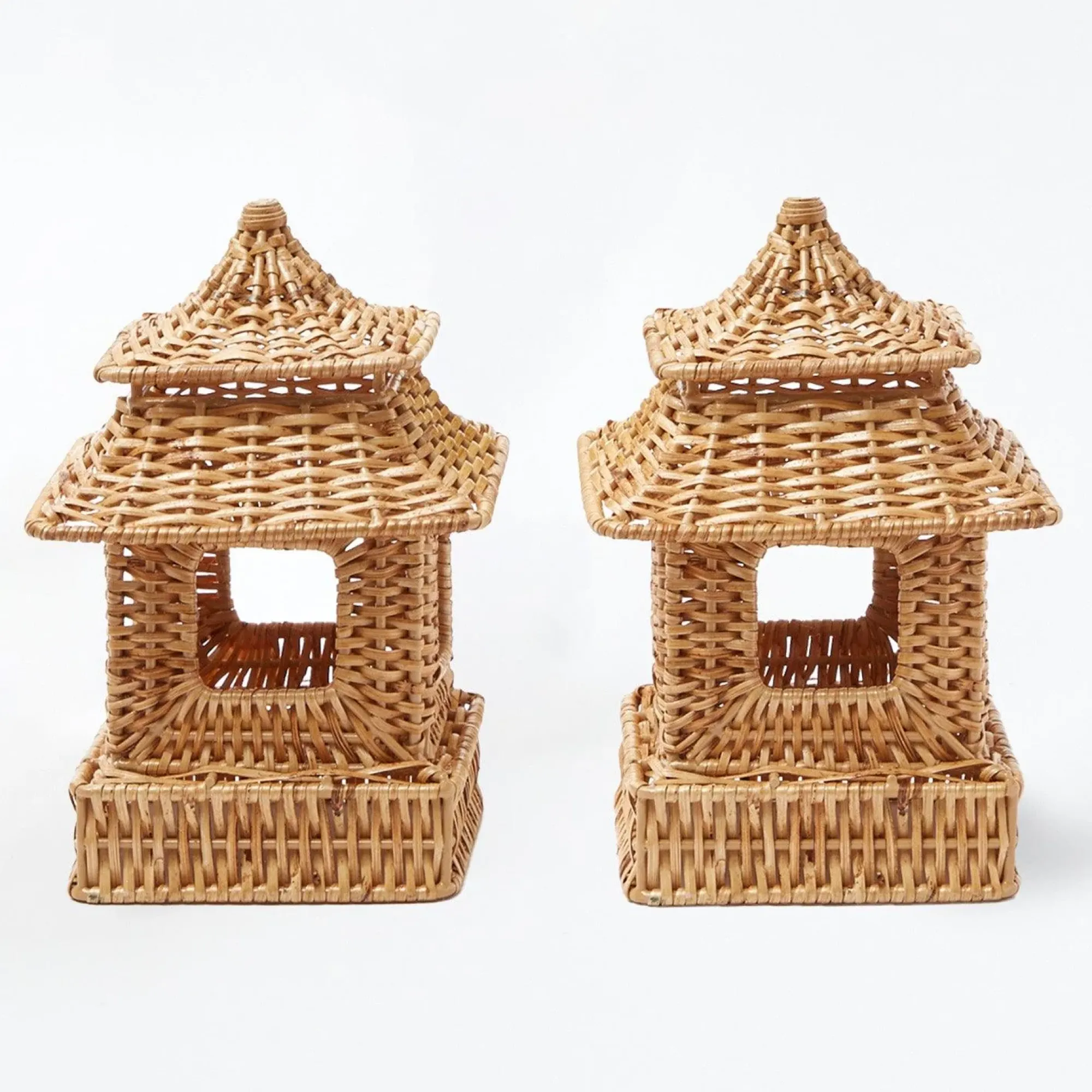 Mini Natural Rattan Pagoda Lanterns (Pair)|Mrs. Alice Discount
