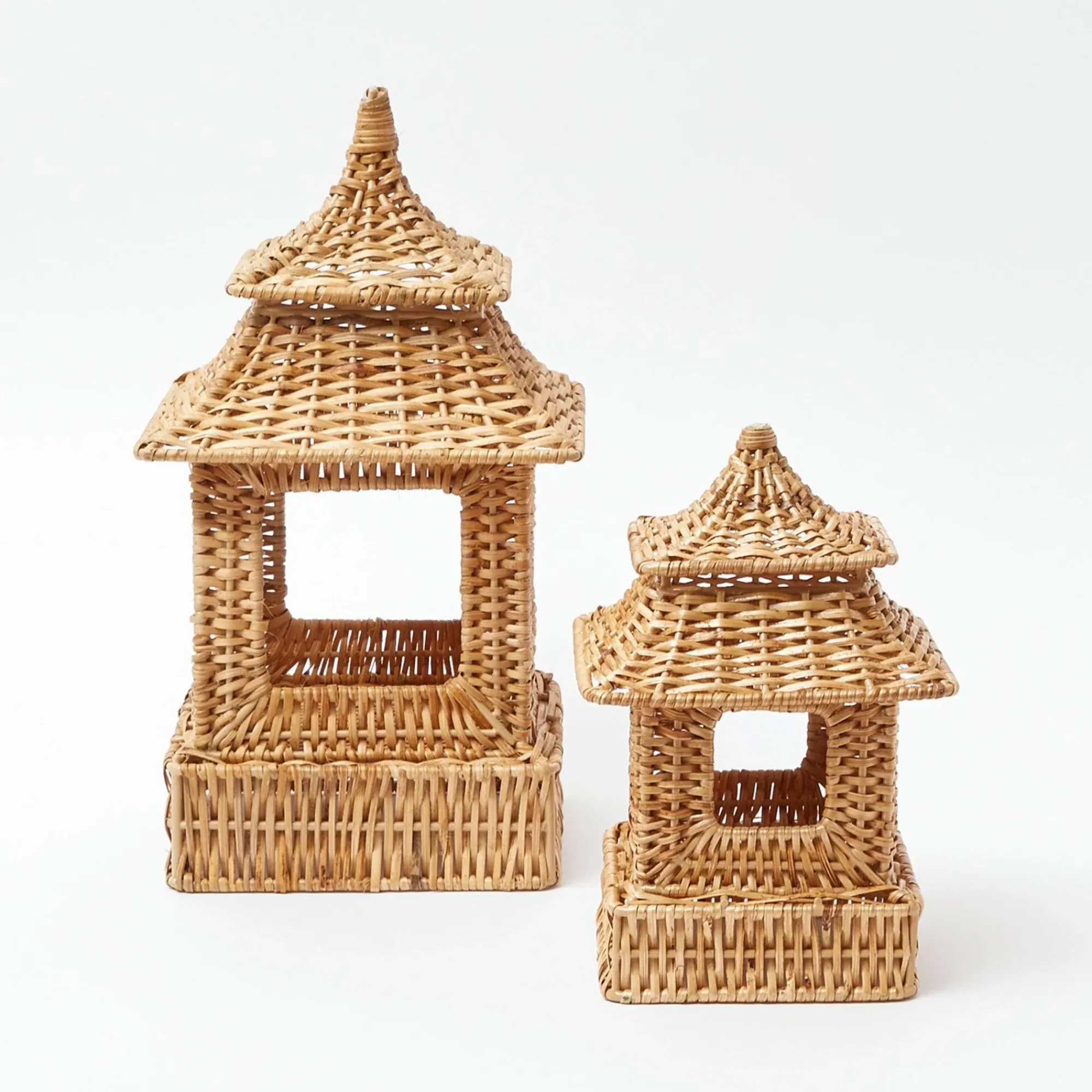 Mini Natural Rattan Pagoda Lanterns (Pair)|Mrs. Alice Discount