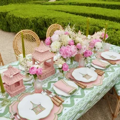 Mini Pink Rattan Pagoda Lanterns (Pair)|Mrs. Alice