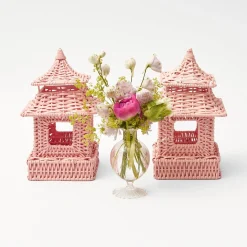 Mini Pink Rattan Pagoda Lanterns (Pair)|Mrs. Alice