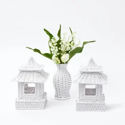 Mini White Rattan Pagoda Lanterns (Pair)|Mrs. Alice Best