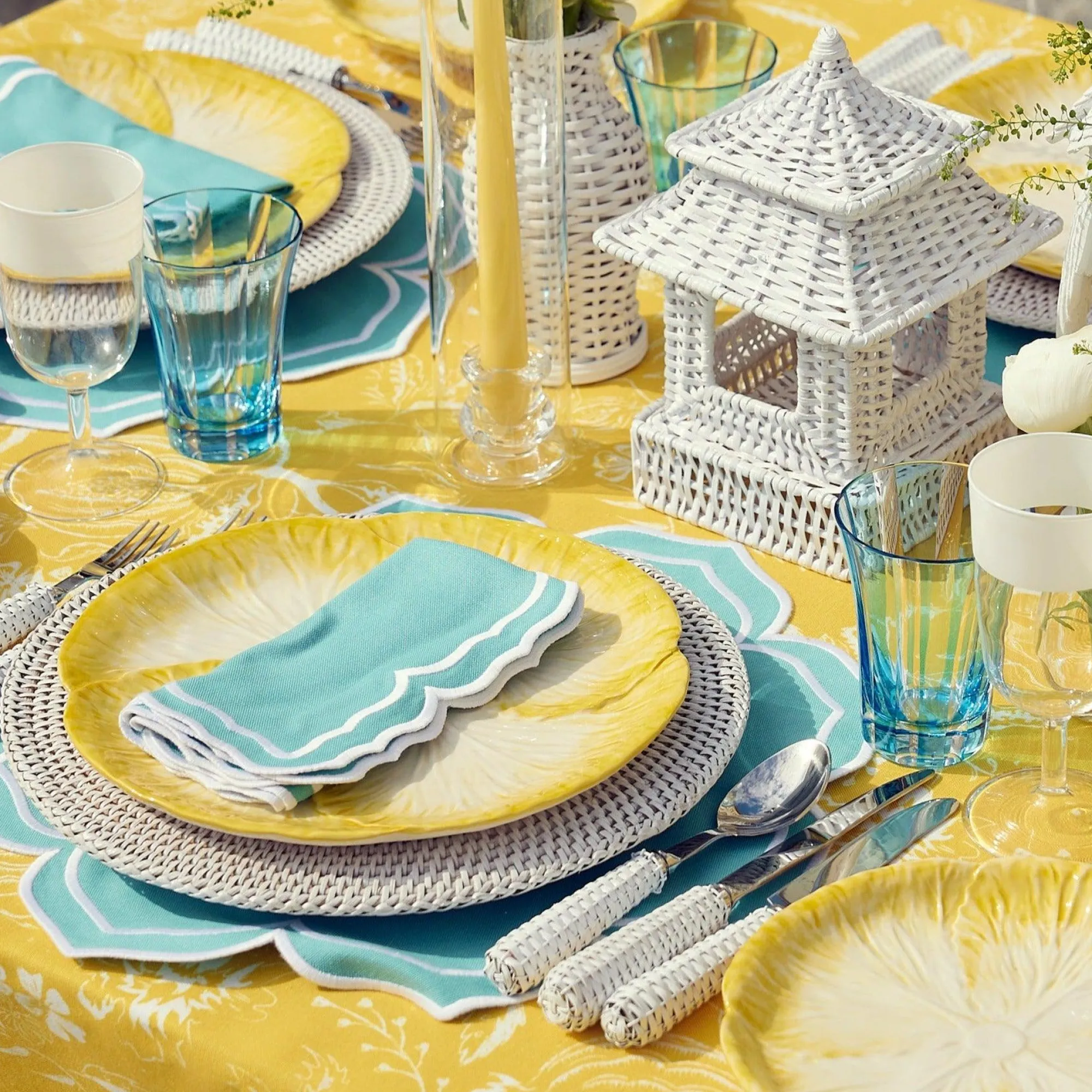 Mini White Rattan Pagoda Lanterns (Pair)|Mrs. Alice Clearance