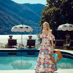 Rattan Tote Bag (Blue Bow)|Mrs. Alice