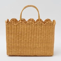 Rattan Tote Bag (Blue Bow)|Mrs. Alice