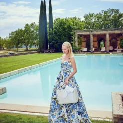 White Rattan Tote Bag (Blue Bow)|Mrs. Alice Outlet