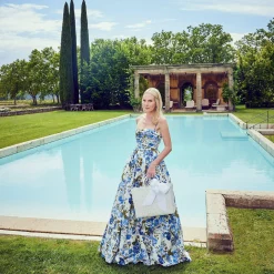 White Rattan Tote Bag (Blue Bow)|Mrs. Alice Outlet