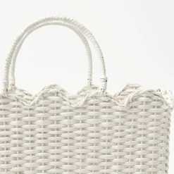 White Rattan Tote Bag (Blue Bow)|Mrs. Alice Sale