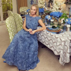 Mushroom Blue Linen Napkins (Set Of 4)|Mrs. Alice Discount