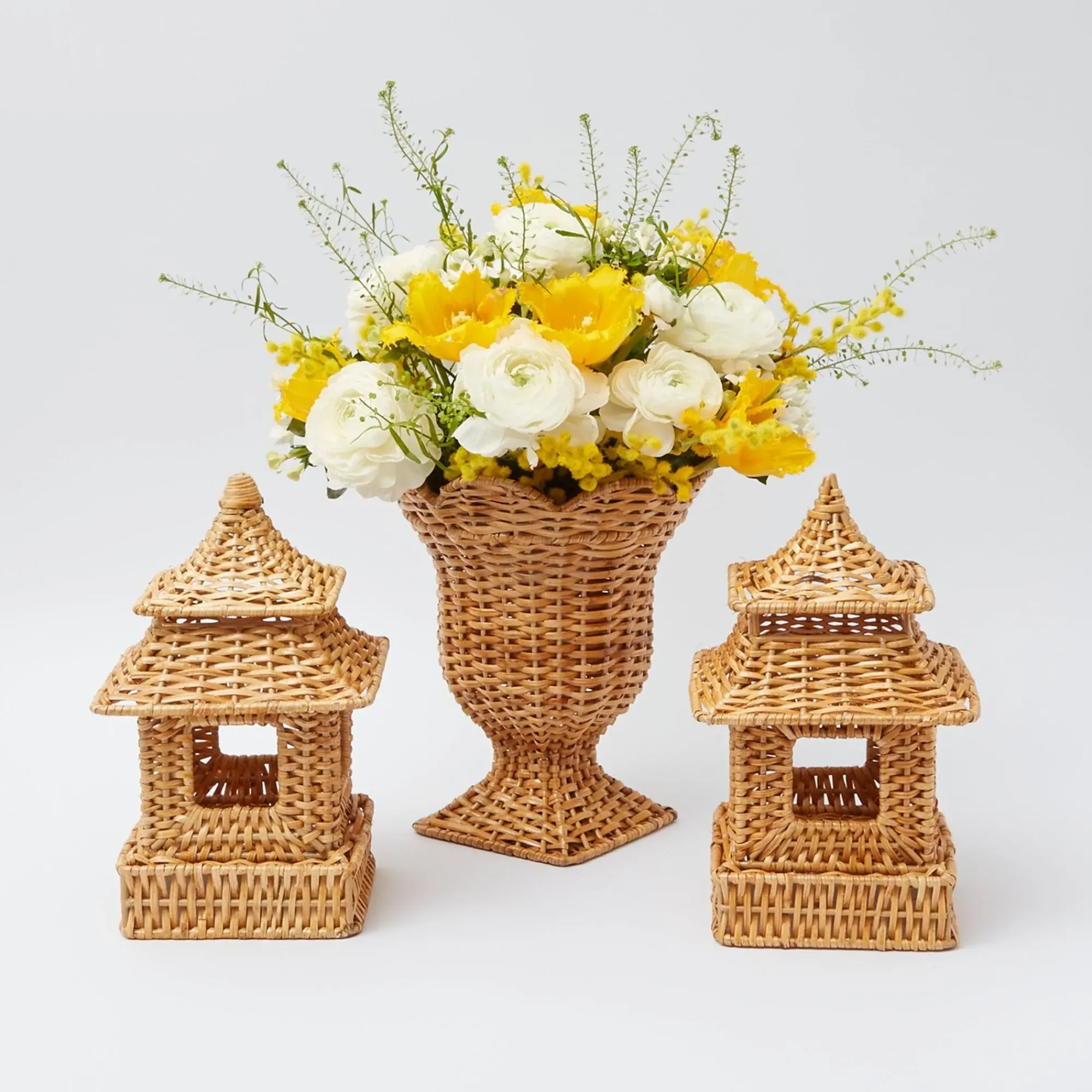 Natural Rattan Pagoda & Urn Vase Set|Mrs. Alice Outlet