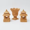 Natural Rattan Pagoda & Urn Vase Set|Mrs. Alice