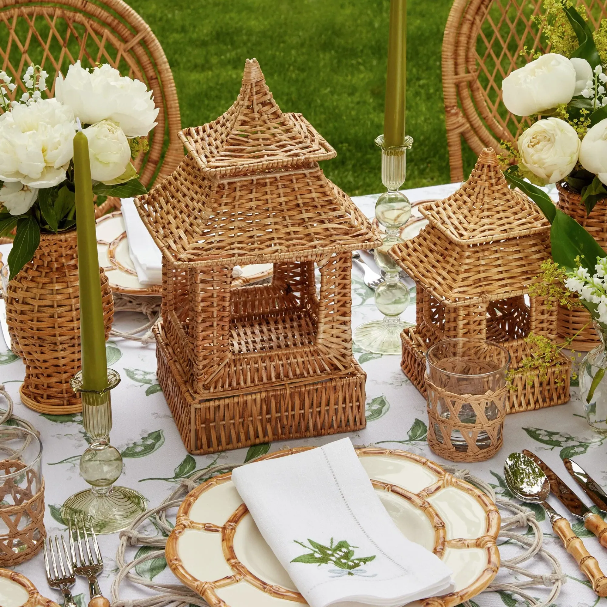 Natural Rattan Pagoda Decoration Set|Mrs. Alice Outlet