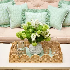 Natural Scalloped Rattan Tray|Mrs. Alice Hot