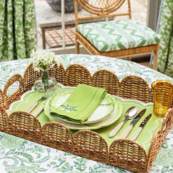 Natural Scalloped Rattan Tray|Mrs. Alice Hot