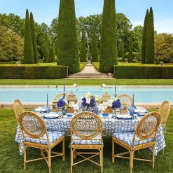 Navy Blue Floral Tole Scalloped Planter|Mrs. Alice