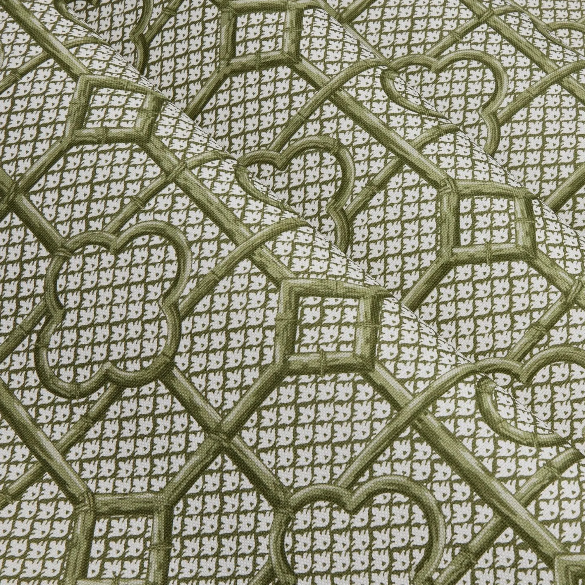 Olive Green Bamboo Trellis Fabric|Mrs. Alice New