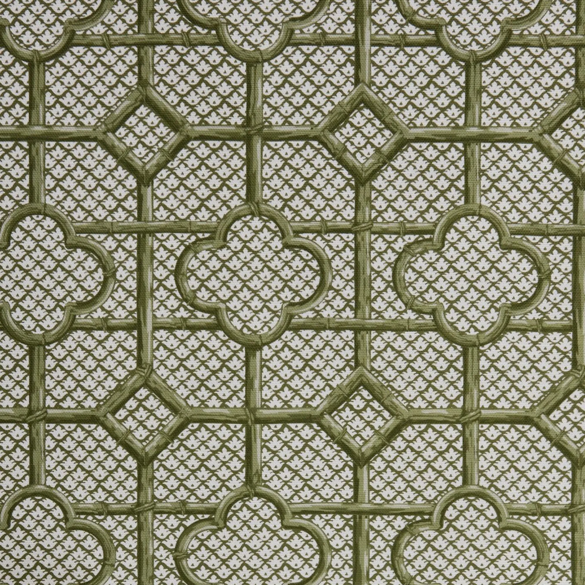 Olive Green Bamboo Trellis Fabric|Mrs. Alice New