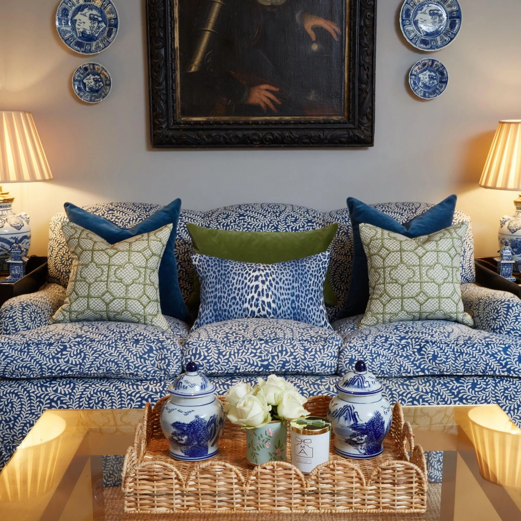 Olive Green Bamboo Trellis Fabric|Mrs. Alice New