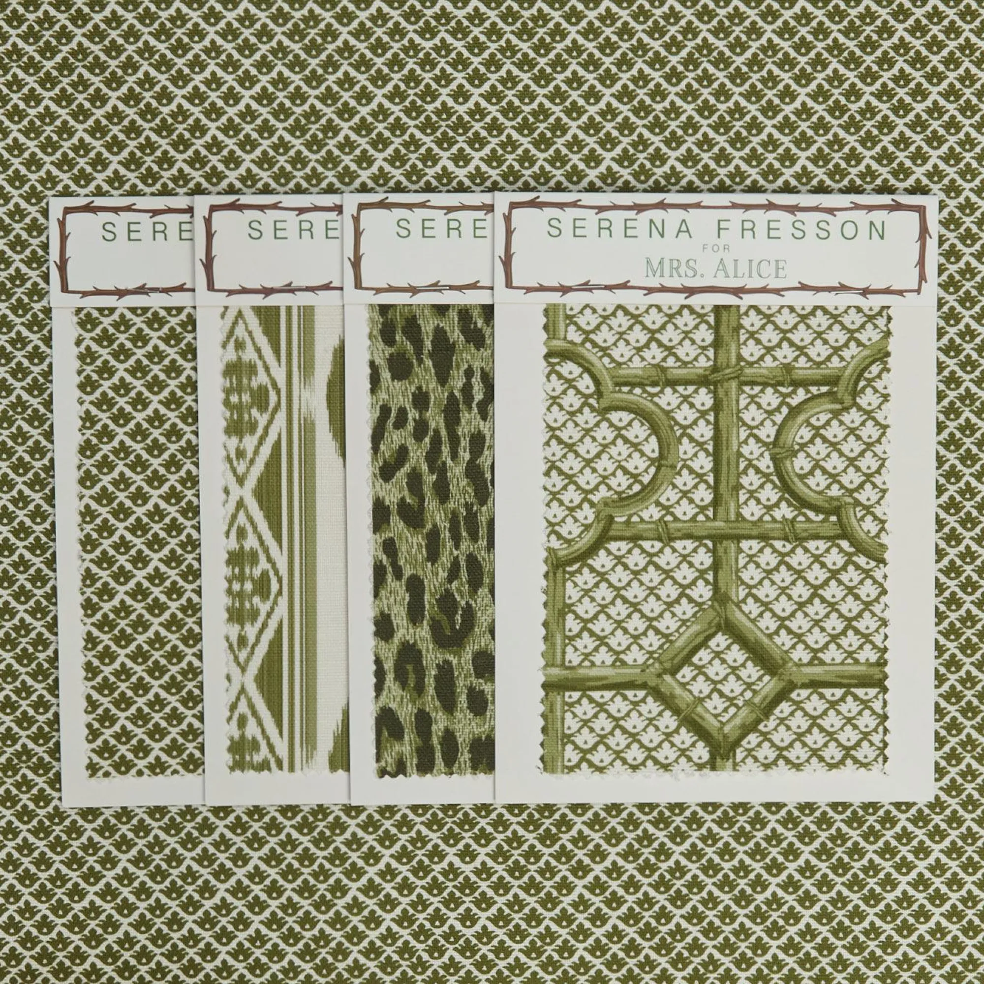 Olive Green Lotus Flower Fabric|Mrs. Alice Online