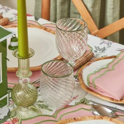 Olive Rim Swirl Glassware Set|Mrs. Alice Best