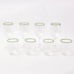 Olive Rim Swirl Glassware Set|Mrs. Alice Online