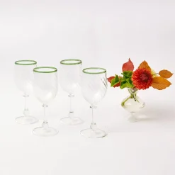 Olive Rim Swirl Wine Glasses (Set Of 4)|Mrs. Alice New