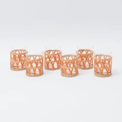 Orange Raffia Water Glasses (Set Of 6)|Mrs. Alice Clearance
