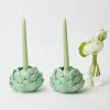 Pale Green Artichoke Candle Holder (Pair)|Mrs. Alice Outlet