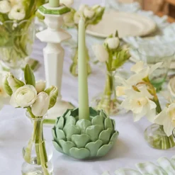 Pale Green Artichoke Candle Holder (Pair)|Mrs. Alice Outlet