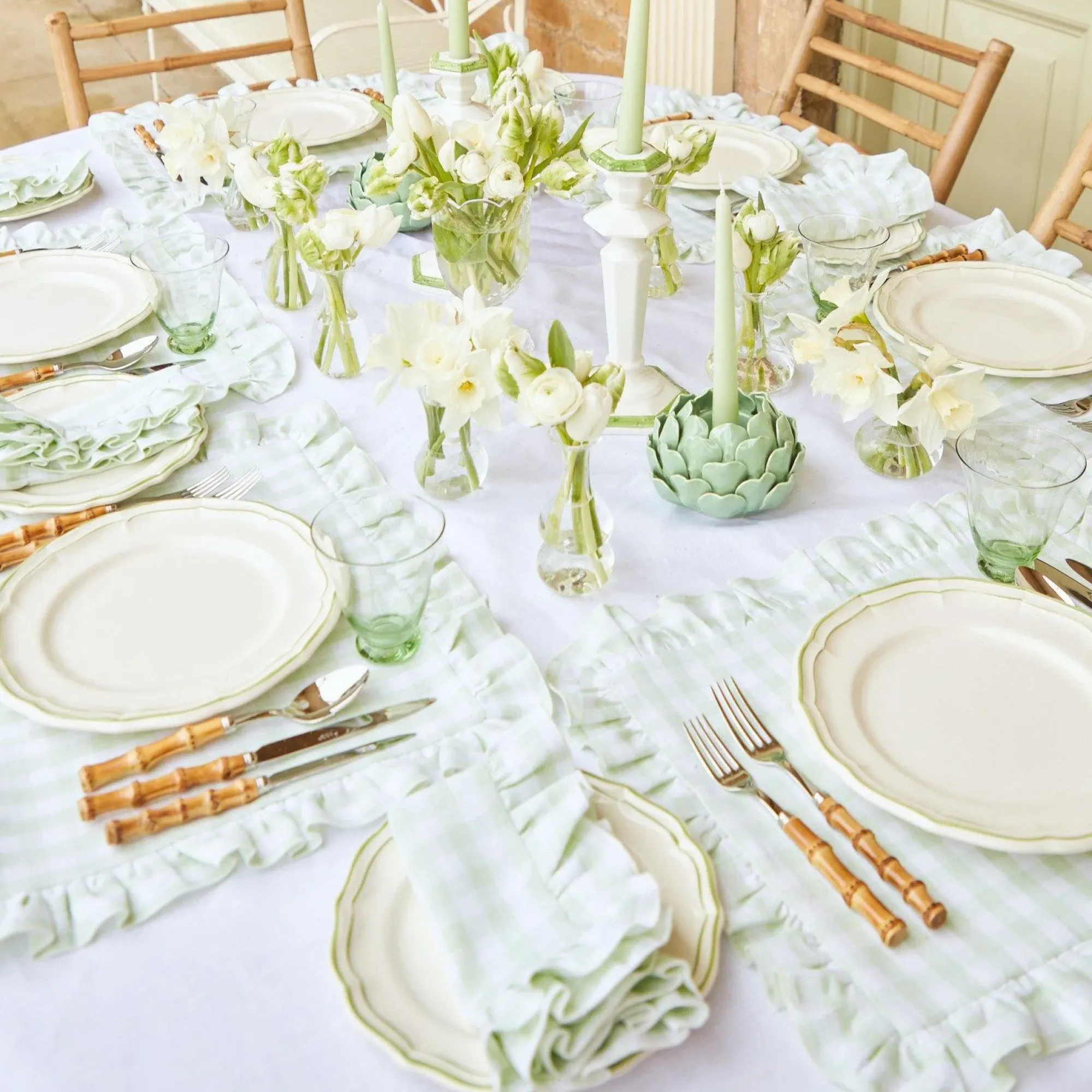 Pale Green Artichoke Candle Holder (Pair)|Mrs. Alice Outlet