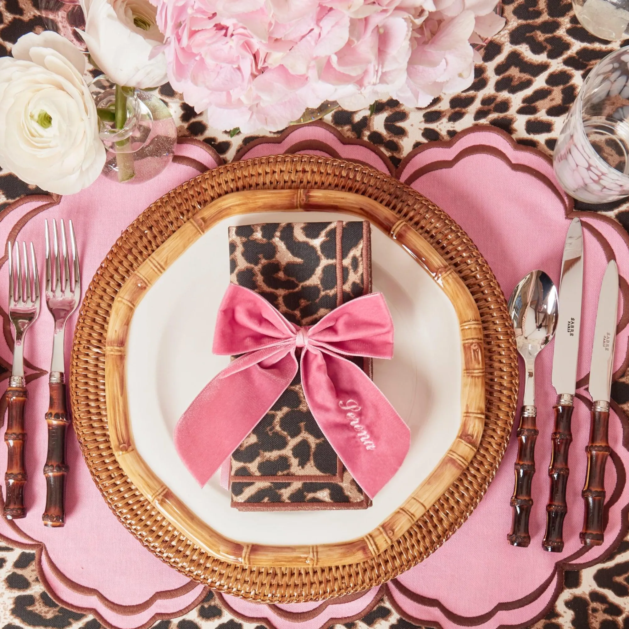 Personalised Dusty Pink Napkin Bow|Mrs. Alice Clearance