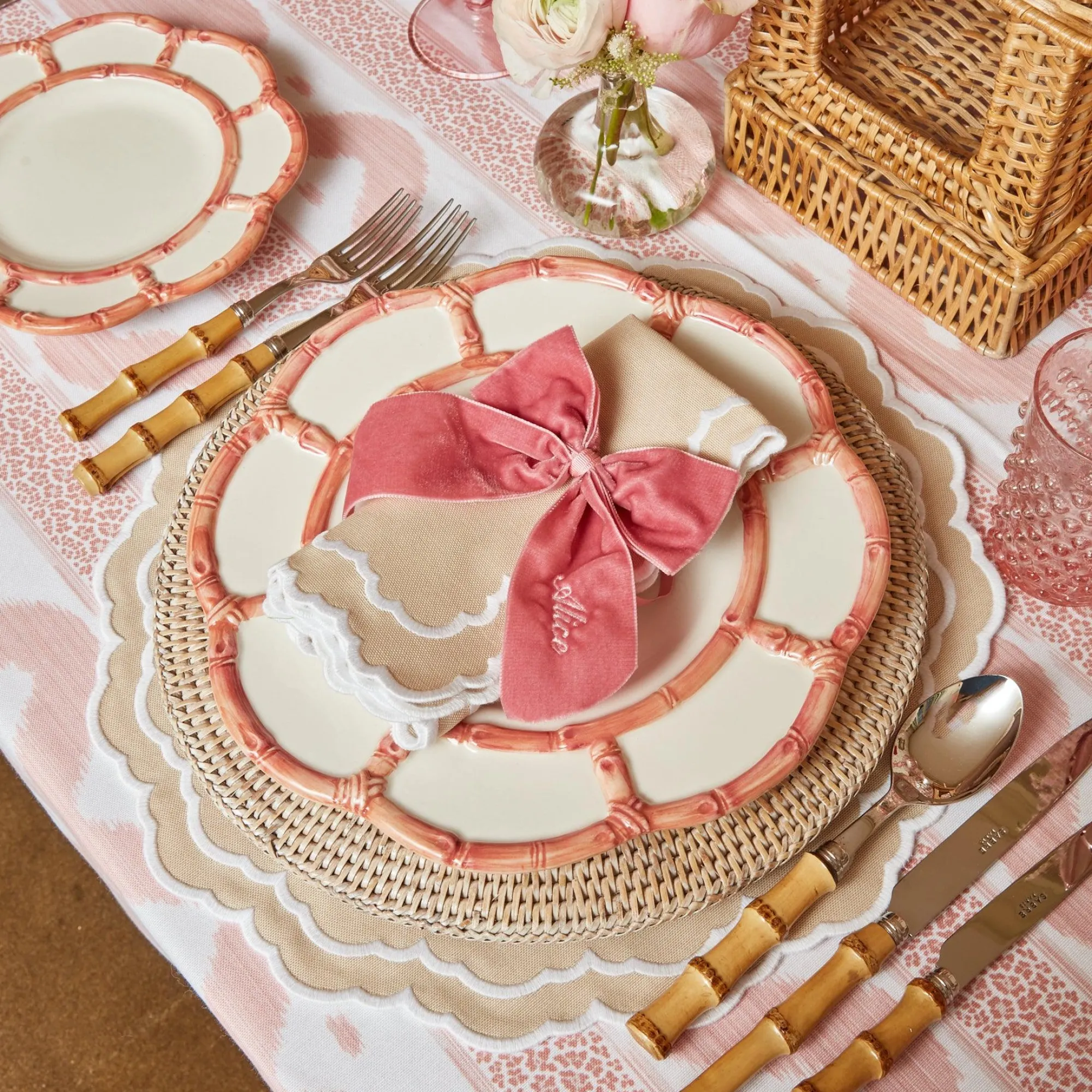 Personalised Dusty Pink Napkin Bow|Mrs. Alice Clearance