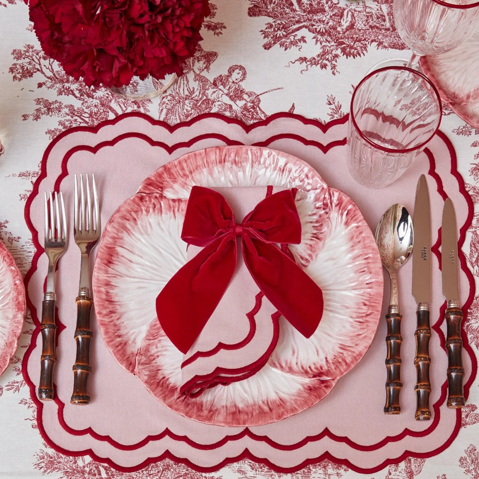 Personalised Red Velvet Napkin Bow|Mrs. Alice Clearance