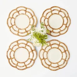 Petal Bamboo Ceramic Dinner & Starter Plates (Set Of 8)|Mrs. Alice Best