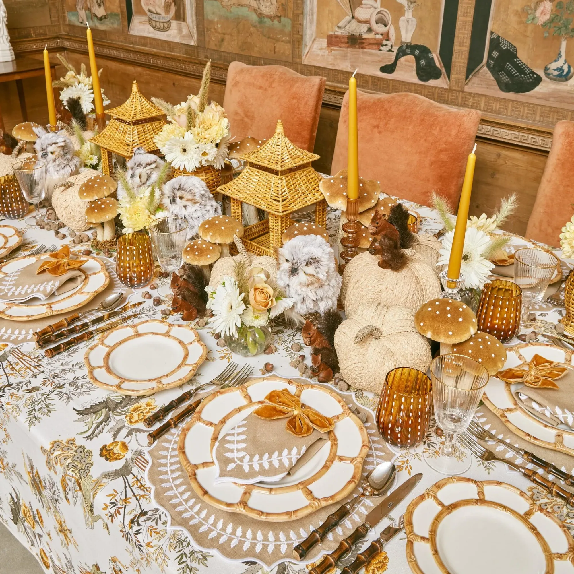 Petal Bamboo Ceramic Dinner & Starter Plates (Set Of 8)|Mrs. Alice Best