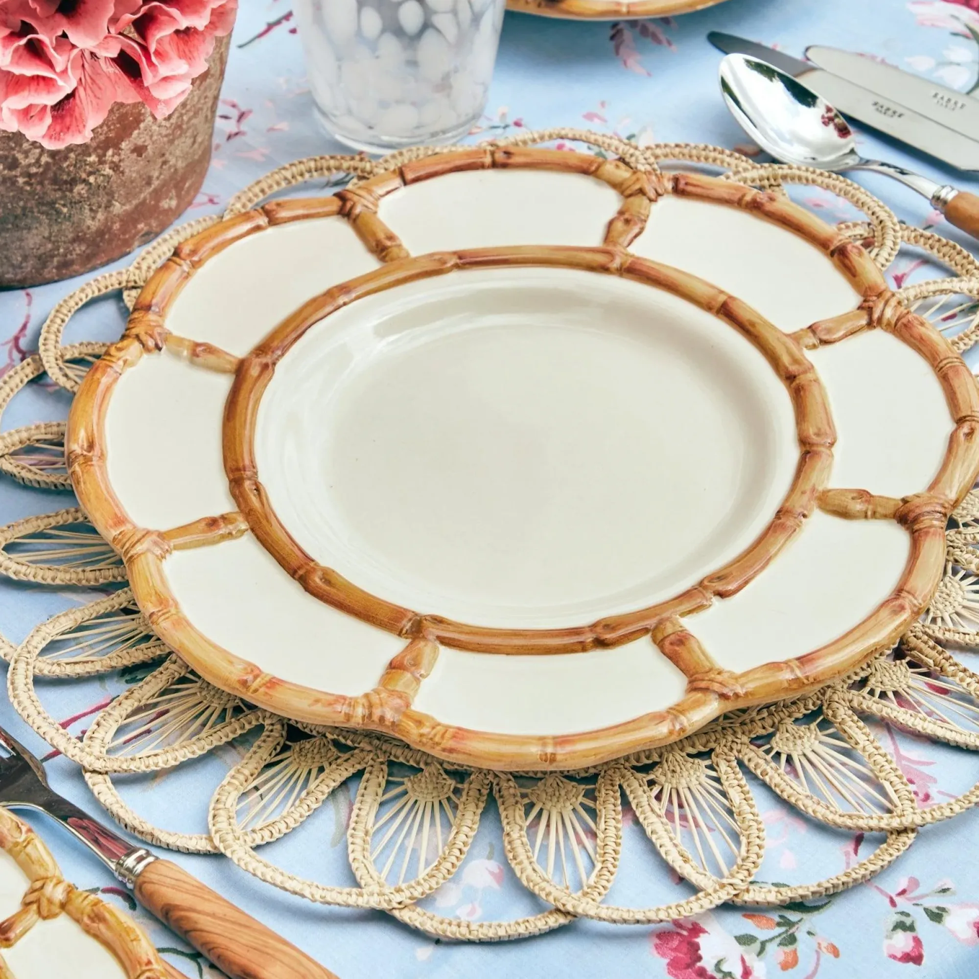 Petal Bamboo Ceramic Dinner & Starter Plates (Set Of 8)|Mrs. Alice Outlet