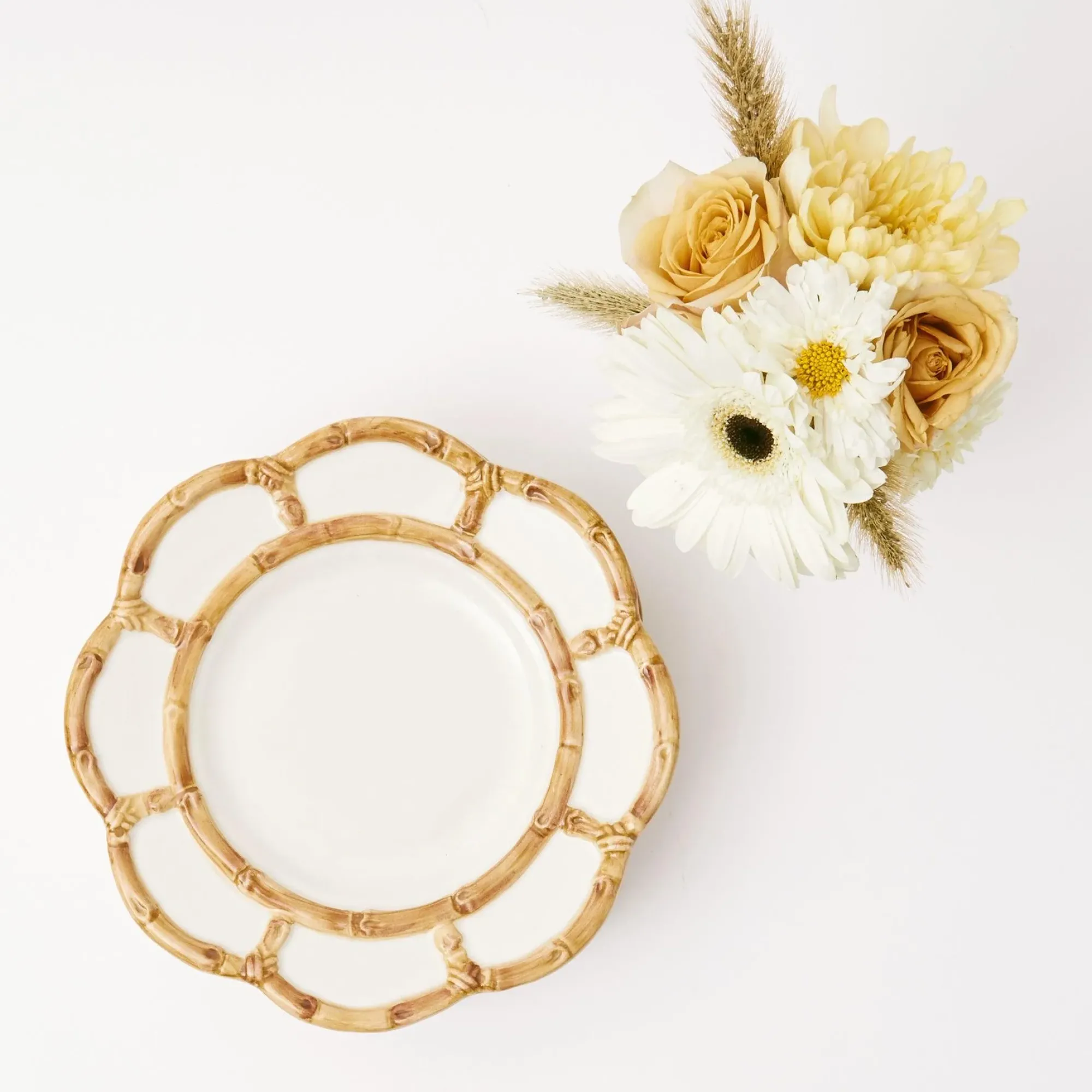 Petal Bamboo Ceramic Dinner Plate (Set Of 4)|Mrs. Alice