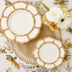Petal Bamboo Ceramic Dinner & Starter Plates (Set Of 8)|Mrs. Alice Sale