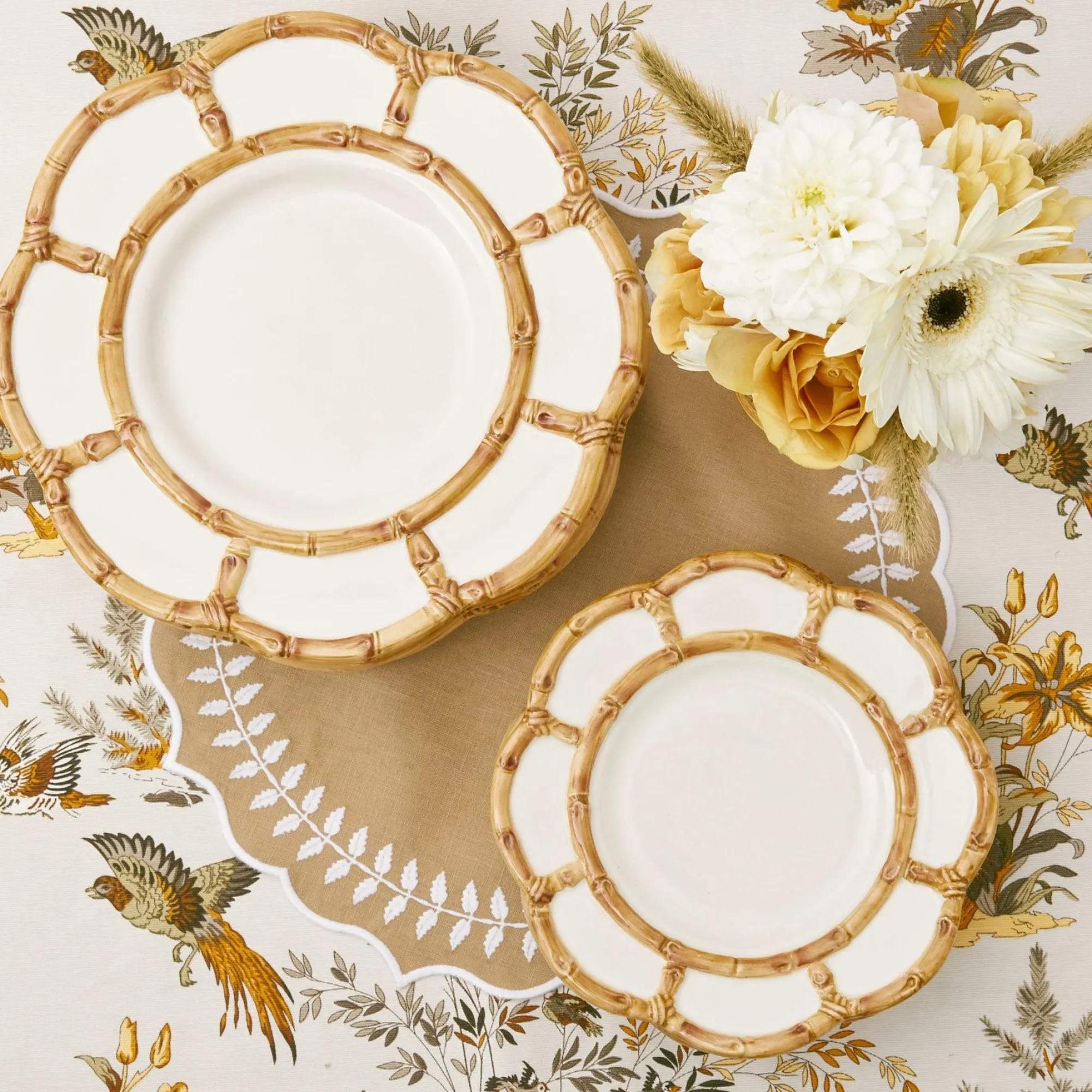 Petal Bamboo Ceramic Dinner & Starter Plates (Set Of 8)|Mrs. Alice Sale