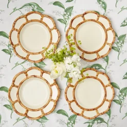 Petal Bamboo Ceramic Dinner & Starter Plates (Set Of 8)|Mrs. Alice Sale