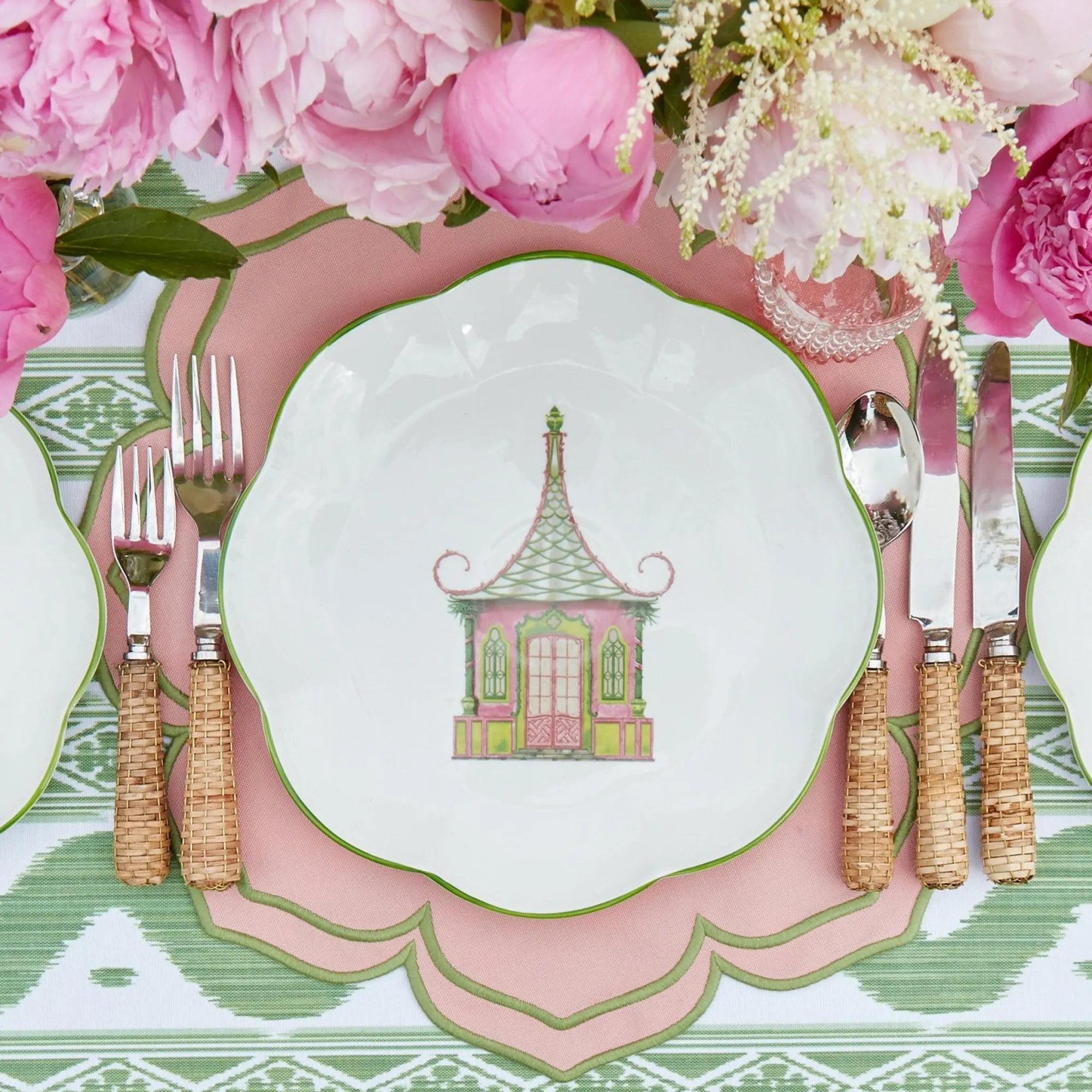 Pink & Green Pagoda Dinner Plate (Set Of 4)|Mrs. Alice Outlet