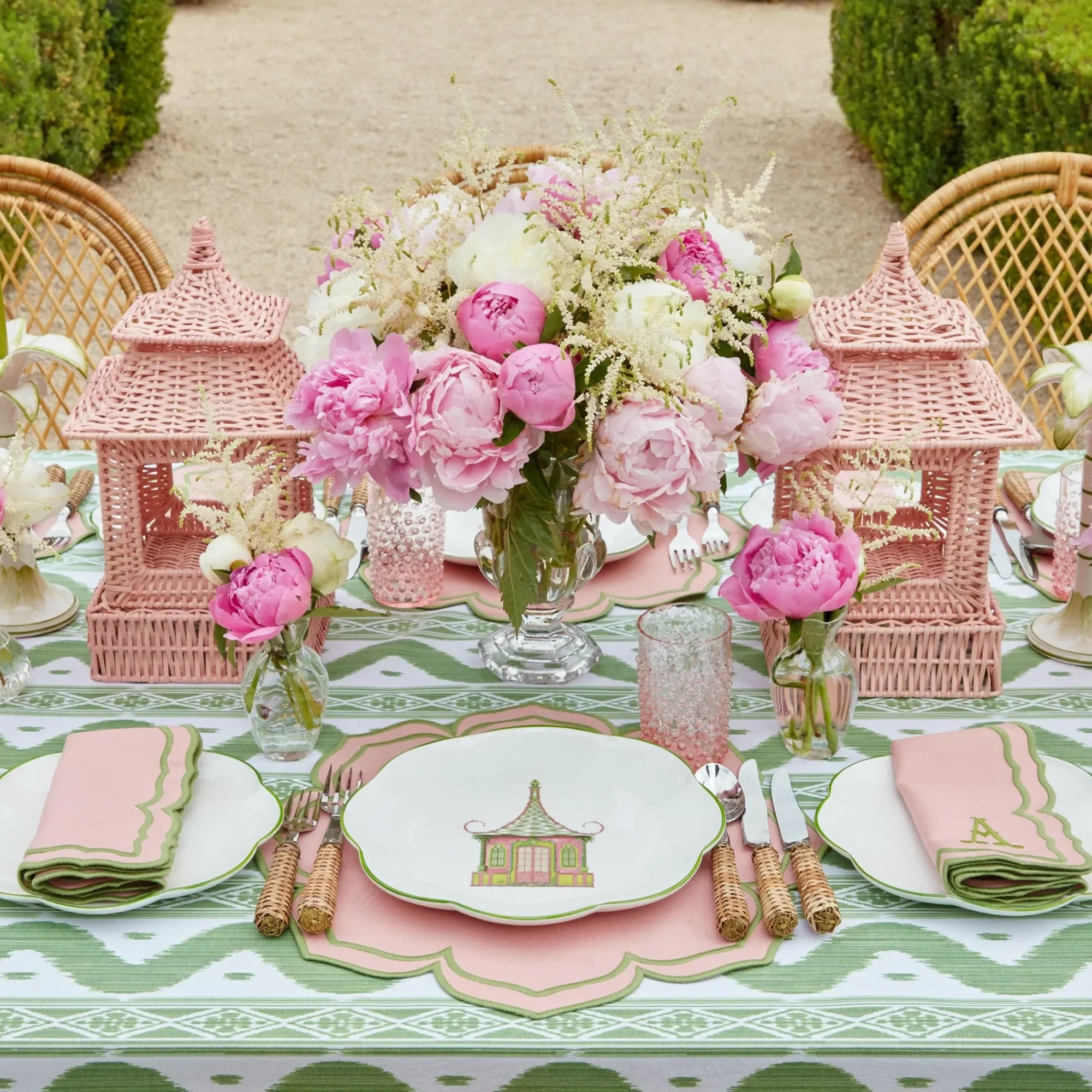 Pink & Green Pagoda Dinner Plate (Set Of 4)|Mrs. Alice Outlet