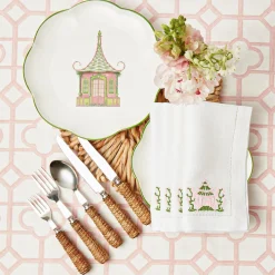 Pink & Green Pagoda Dinner Plate (Set Of 4)|Mrs. Alice Outlet