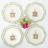Pink & Green Pagoda Dinner & Starter Plates (Set Of 8)|Mrs. Alice Hot