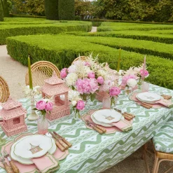 Pink & Green Pagoda Dinner & Starter Plates (Set Of 8)|Mrs. Alice Outlet